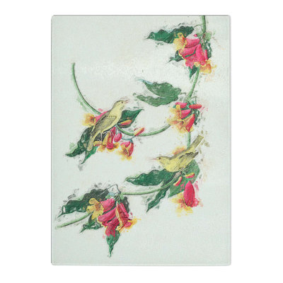Tempered Glass Rathbone Warbler Birds by John James Audubon Chopping Board