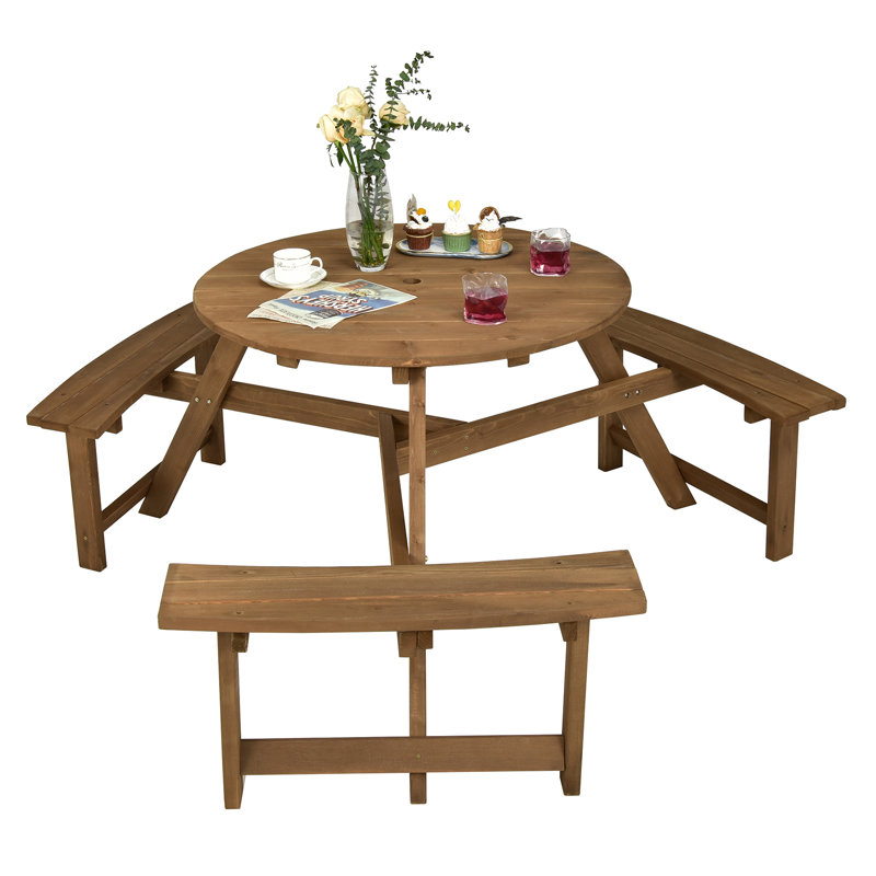 Bacopa 6 - Person Solid Wood Patio Dining Set Round Table