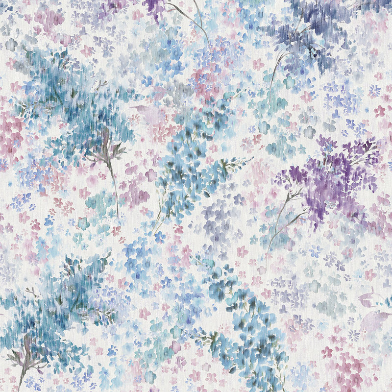 Flora Collection Soft Foliage Wallpaper Roll, Purple