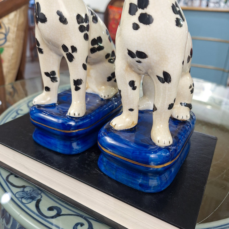 Porcelain Whippet Figurines – Black Dots (Set of 2), Black/White/Blue/Brown