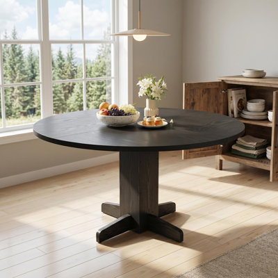 Table de salle à manger ronde pour 4 à 6 personnes, noire
