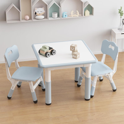 Height Adjustable Kids Activity Table and Chairs Set with Writable Whiteboard Desktop Non Slip Legs Suitable for Home and Nursery Use
