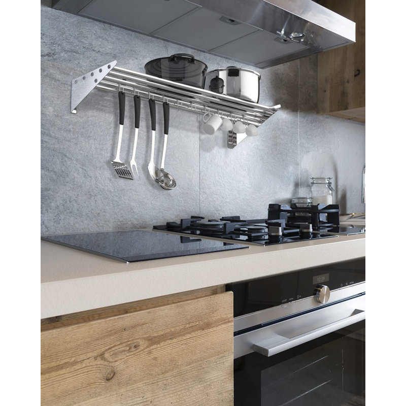 Coppins Steel Rectangle Wall Mounted Pot Rack, 5.5" H x 36" W x 12" D