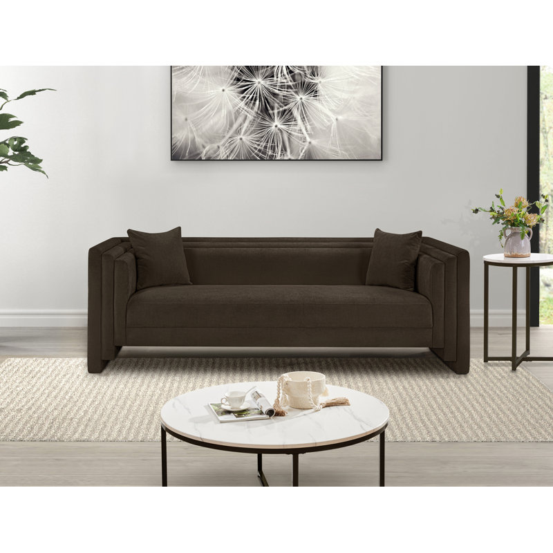 Helmer Chenille Fabric Sofa, Tissu chenille brun