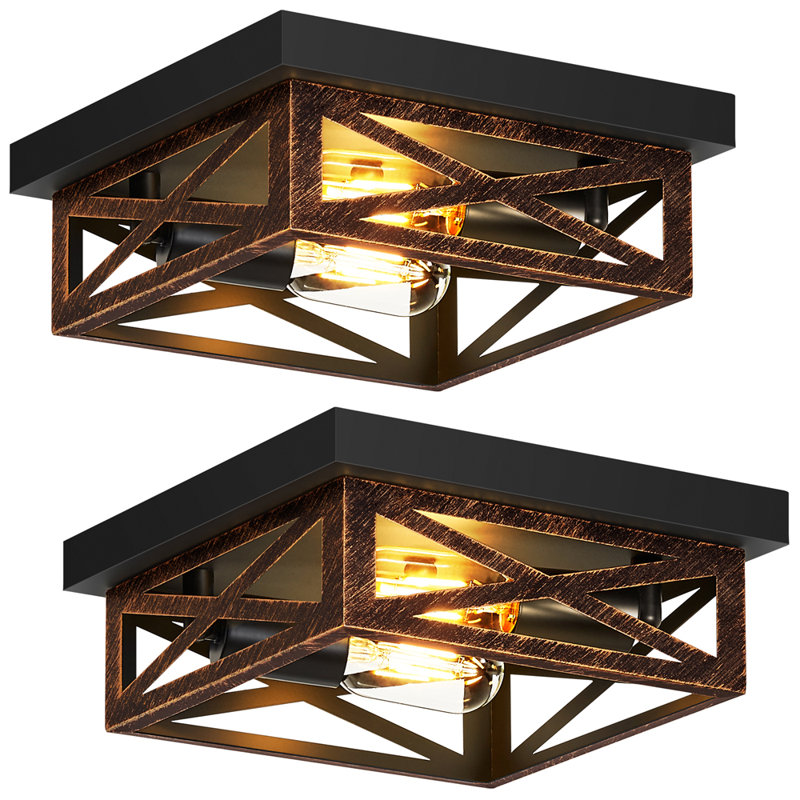 2 Pack 2-Light Square Flush Mount Ceiling Light