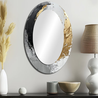 Gold Glam Arcs Shapes Fusion II - Miroir mural ovale moderne doré