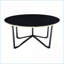 Ensemble de 3 tables basses de salon avec plateau en verre trempé noir Structure en métal, facile à nettoyer