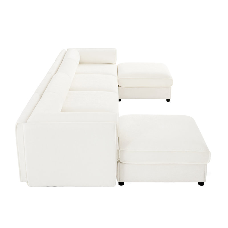 Modular Sectional Sofa With Storage, Extra Large U Shaped Sectional Couch For Living Room, Convertible Modular Sofa Couch With Storage Ottoman, Deep Seat, Cylindrical Backrest And Armrests