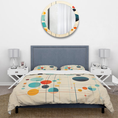 Synchronicities Midcentury Elegant Retro Art - Ensemble de housse de couette abstraite - Microfibre de polyester