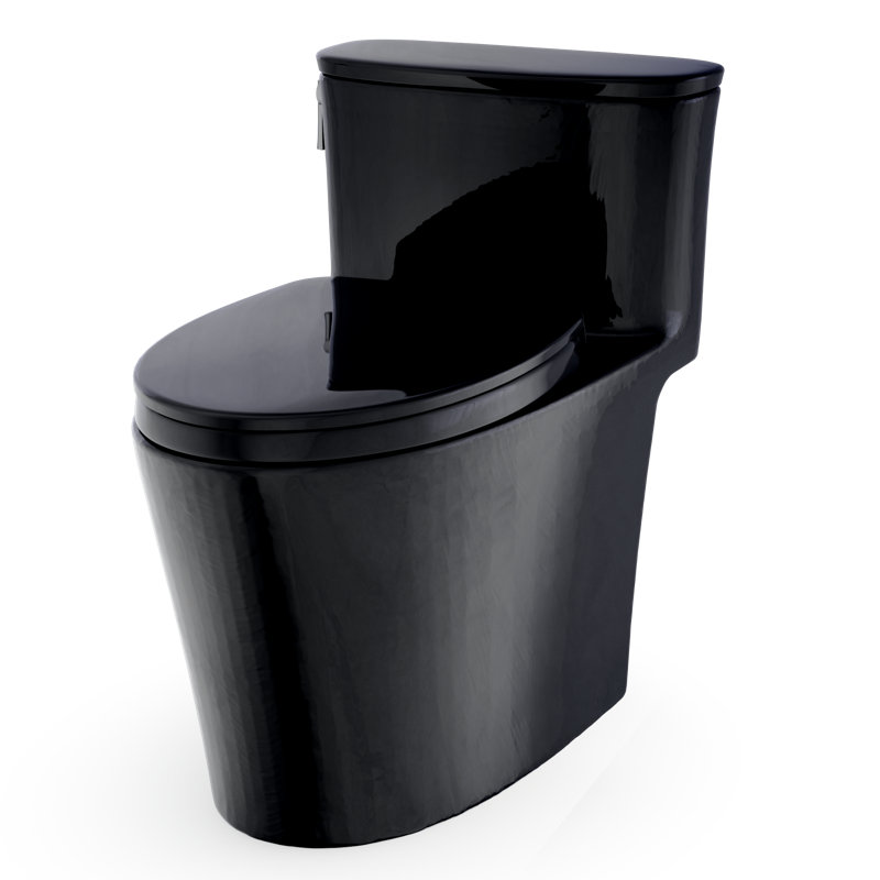 TOTO Aurora One-Piece Elongated 1.28 GPF WASHLET+ and Auto Flush Ready Universal Height Toilet with SS124 SoftClose Seat, Ebony - MS686124CEF#51
