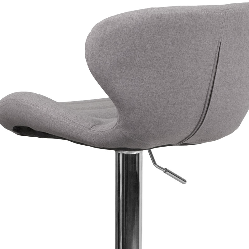 Arkport Swivel Upholstered Adjustable Height Counter Stool with Metal Frame, Light Grey