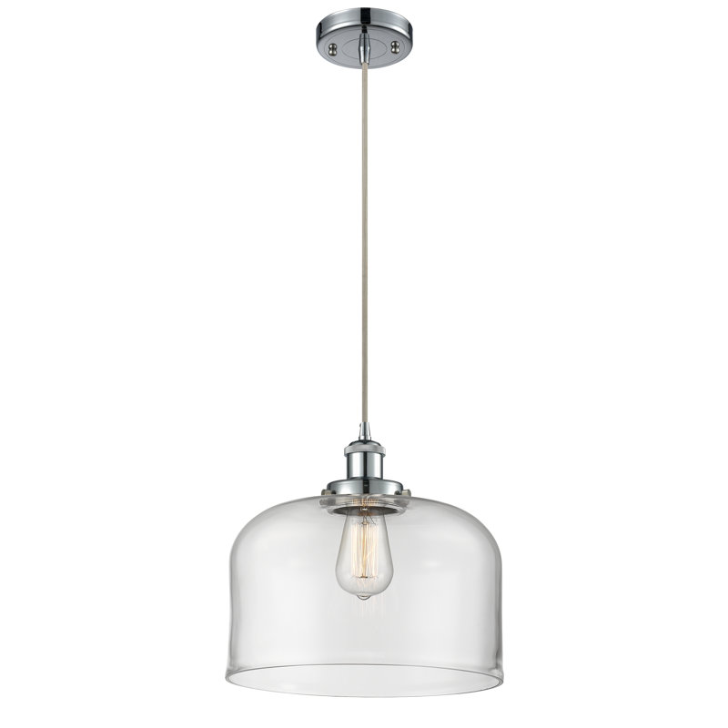 Mini luminaire suspendu à cordon 1 lumière Ballston Urban Bell, Clair, Chrome poli, DEL