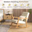  2 Pcs Upholstered Rocking Chair With Pillow Rocking Armchair With Rubber Wood Frame Beige