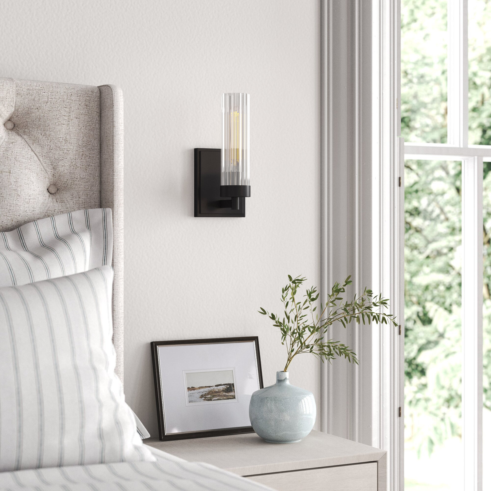 Dominique Single Light Glass Dimmable Armed Sconce