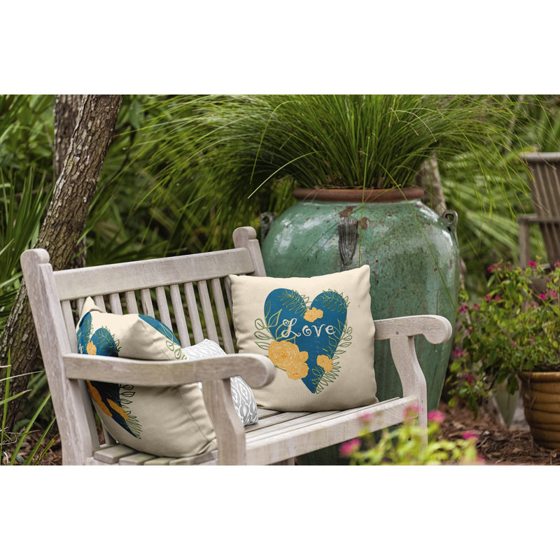 Floral Outdoor Reversible Throw Pillow, 20" H x 20" W, Square