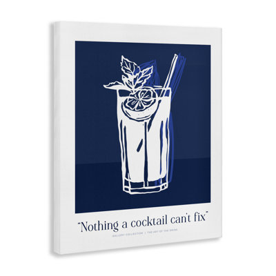 Nothing Cocktail Can't Fix Navy Canvas, design by Lettered and Lined