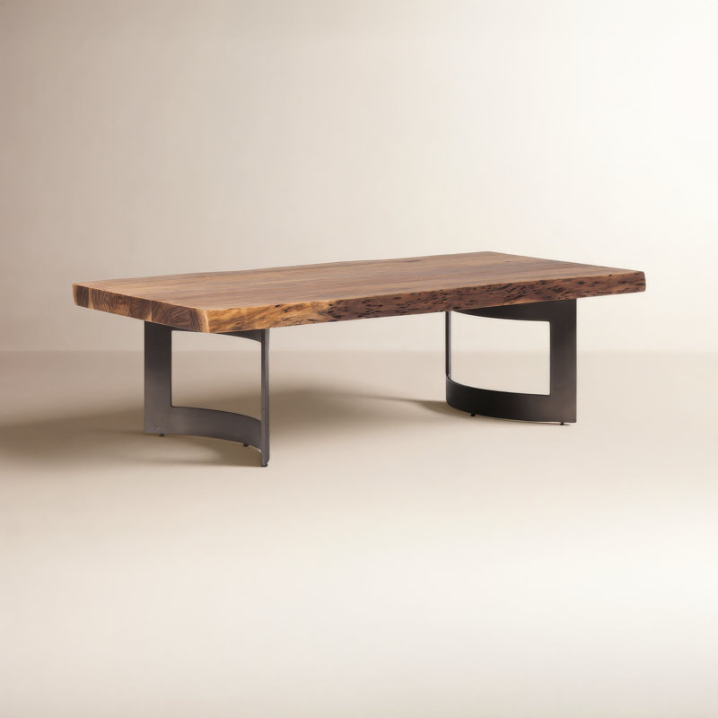 Table basse en bois massif Burnell, Brun pâle