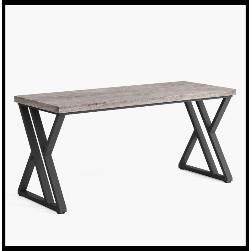 Bureau d'ordinateur robuste, bureau d'écriture simple 55 po, Gris
