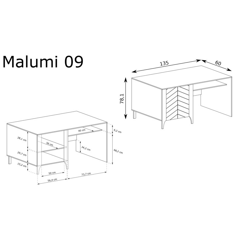 MALUMI Computer Desk, Black Painflow