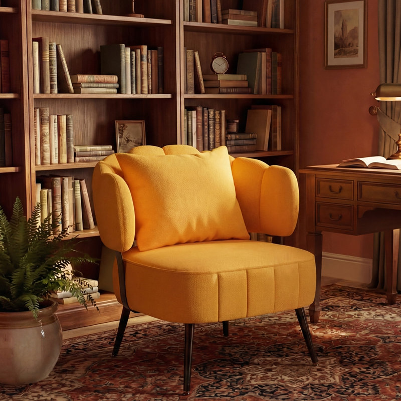 Chaise d'appoint avec siège à ressorts ensachés, Jaune