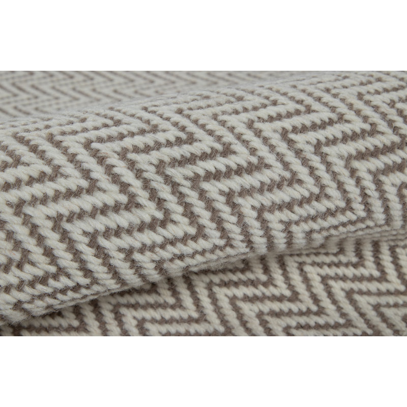 Tapis Pulse tissé à la main en laine à chevrons couleur cacao, 4,57 m x 5,18 m, 15 pi x 17 pi