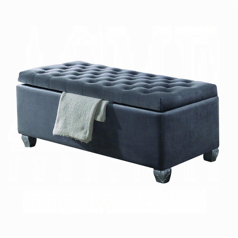 Banc en tissu gris Rebekah avec rangement