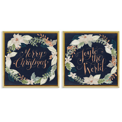 Merry Christmas Joy Wreath, ensemble de 2 toiles par Grace Popp