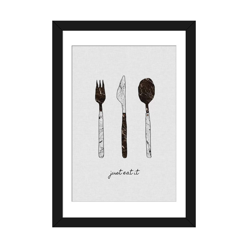 «Just Eat it», impression sur toile, H 24 po x l 16 po x P 1 po, Papier d'art encadré noir, Blanc