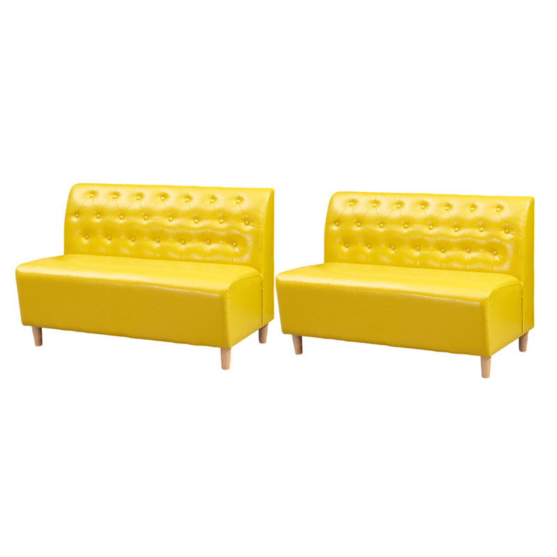 Banc rembourré en similicuir, Jaune