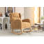 Chaise berçante en tissu Teddy avec pieds en bois paquet-736704950