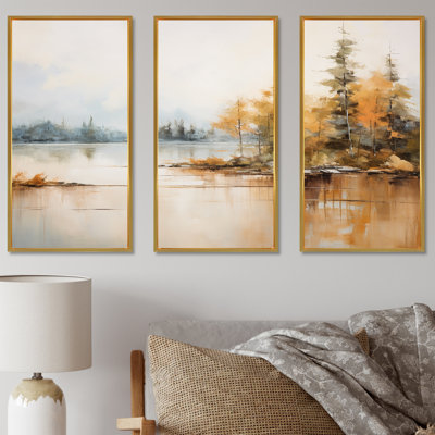Minimalisme, lac, tranquillité, rivière, ensemble d'art mural