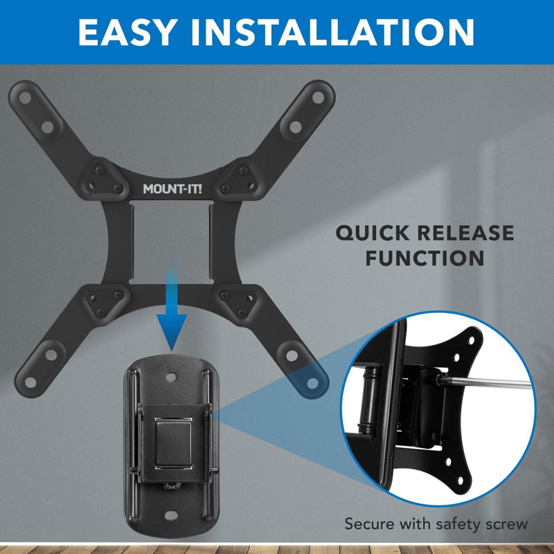Compact Black Stainless Steel Full Motion TV Wall Mount for 50" Screens