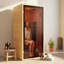 Sauna infrarouge à spectre complet Smartmak® pour 1 personne, sauna intérieur en bois de pruche amélioré pour le contrôle de la maison, haut-parleur, barre d'oxygène, lampe de lecture et étoilée 7 couleurs, 1350 W, prise américaine 110V