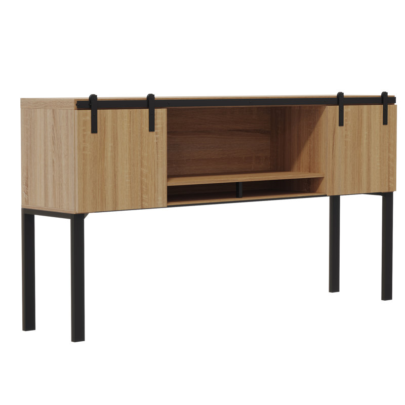 Mirella Hutch with Sliding Wood Doors, Sand Dune, 38" H x 72" W x 15" D