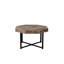 Table basse octogonale de style rétro avec pieds robustes en métal, forme en bois brun antique et motif en croix