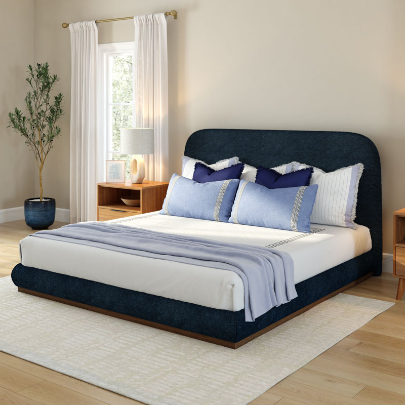 Ashland Upholstered Bed (King), King, Indigo