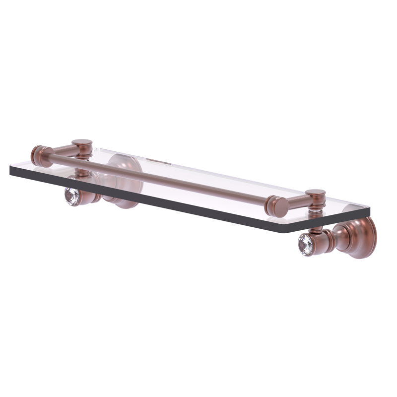 Étagère murale en verre de cristal Freyja, Cuivre antique, H 3,3 po x l 16 po x P 5,54 po