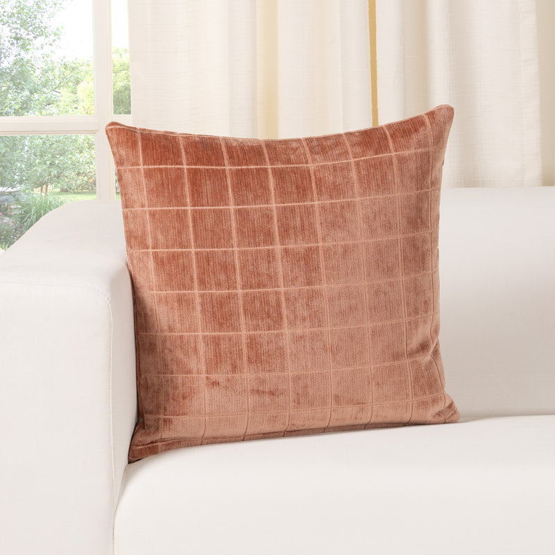 Coussin Otterville, Motif géométrique terre cuite, Polyester, H 26 po x l 26 po