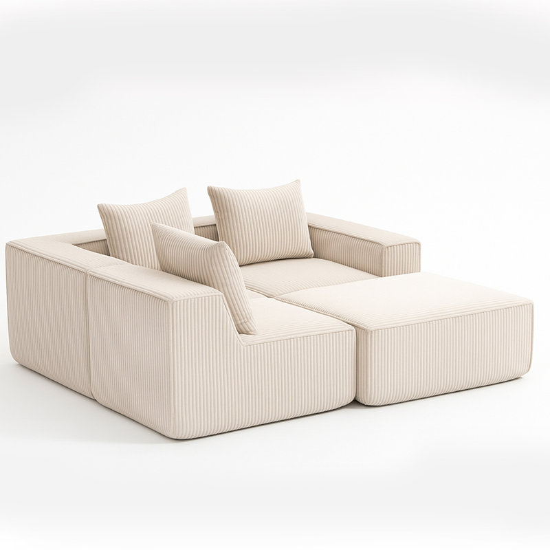 Canapé modulaire tout en velours côtelé, Beige