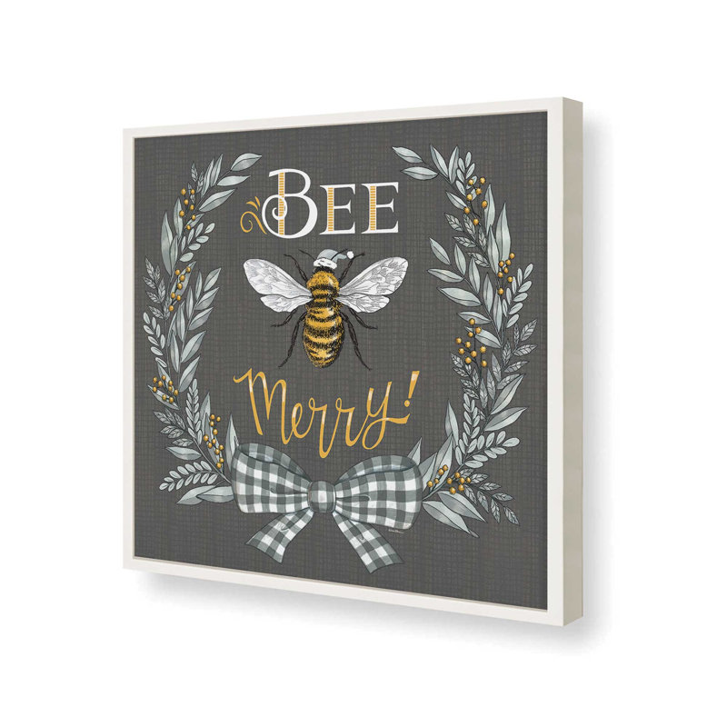 Bee Merry by Deb Strain Art Print, L 30 po x H 30 po, Impression encadrée, Blanc