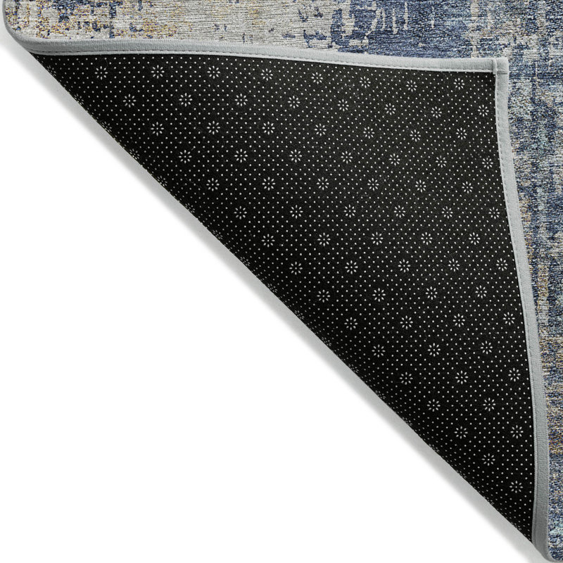 Tapis extérieur lavable abstrait bleu marine et taupe 5 pi x 8 pi