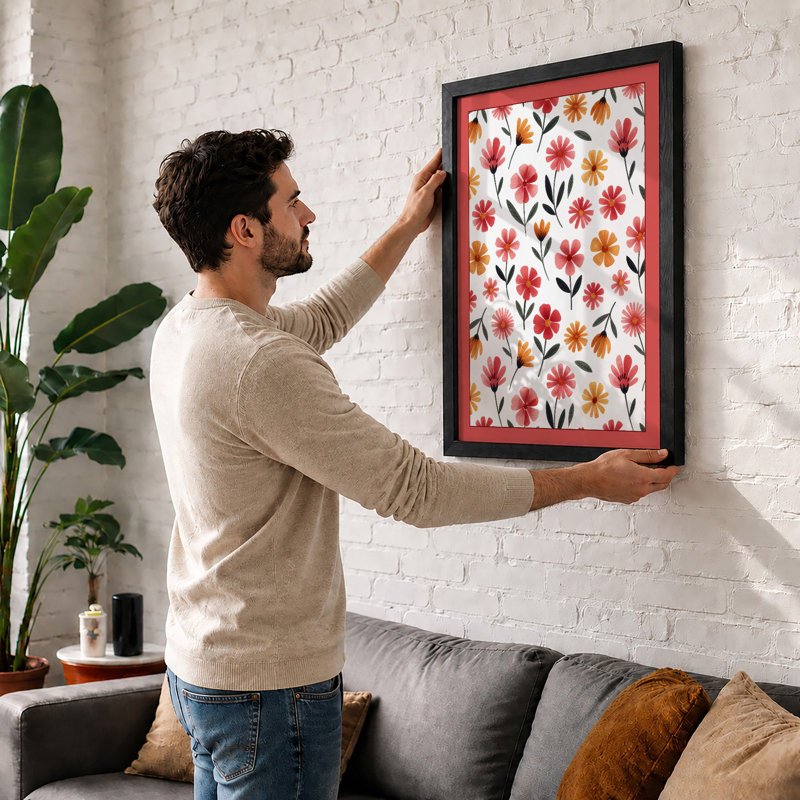 Floral Watercolour Botanical - Framed Print, Oak, A3 - 42.0 x 29.7 cm