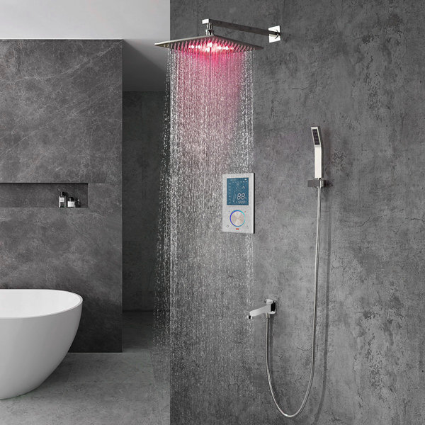 FontanaShowers Fontana Flavia Chrome Ceiling Mount Digital LED Rainfall ...