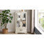 Vitrine lumineuse en verre avec tablettes réglables-122642802