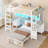 L-Shaped Bunk Bed with Dual Desks and Storage - Metal Platform Loft bunk bed for 2 People-1820487104