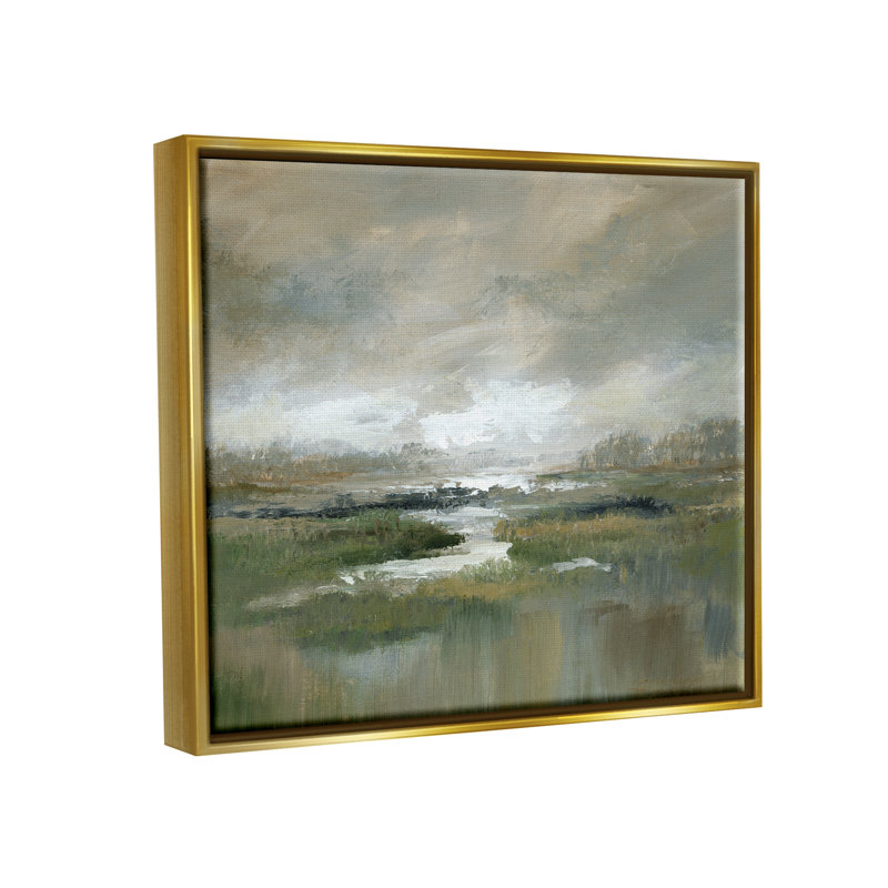 Art mural sur toile flottant Wildon Home®, H 25 po x l 31 po x P 1,7 po, Cadre flottant métallique doré