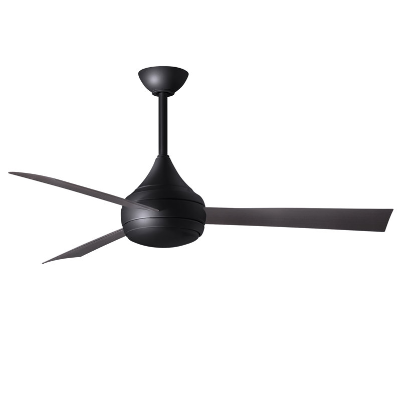 Donaire LED Outdoor Downrod Ceiling Fan, Matte Black, Brushed Bronze
