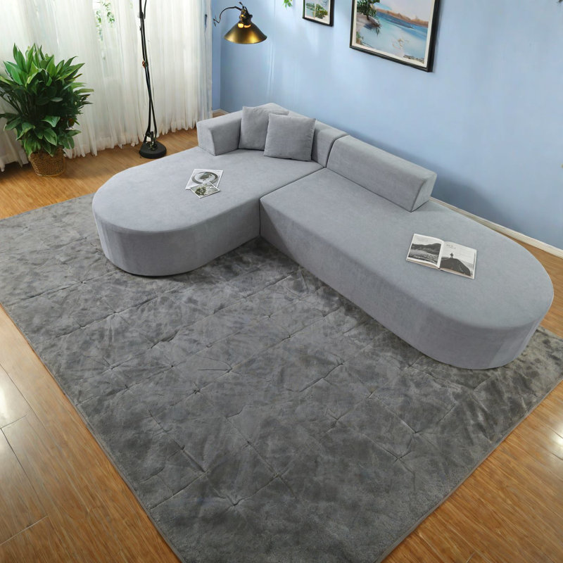 Canapés modulaires confortables en tissu gris, canapé modulaire en forme de L pour la maison