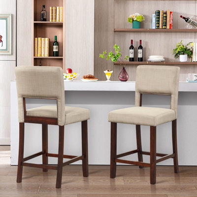Amaurys Upholstered Solid Wood Bar Stool with Solid Wood Frame
