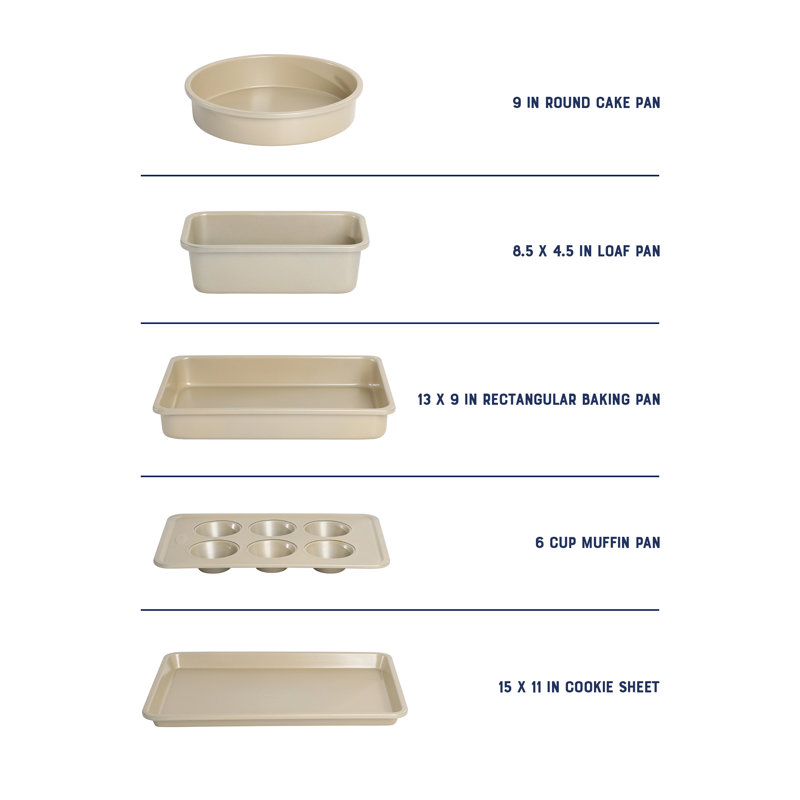 Champagne Gold Carbon Steel Nonstick 5-Piece Bakeware Set